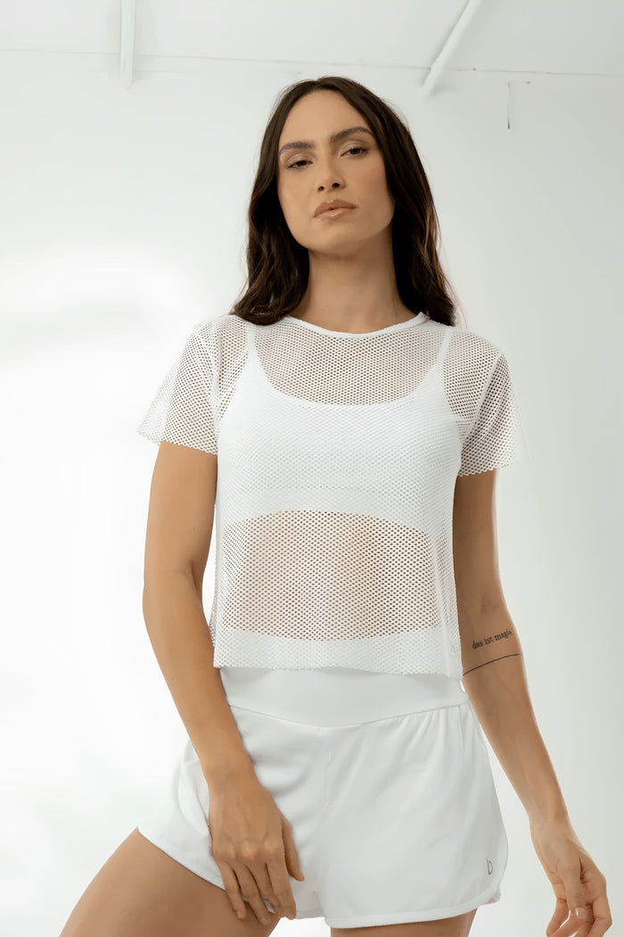 Blusa Cropped Spot Trevos BRO Fitwear Blanco