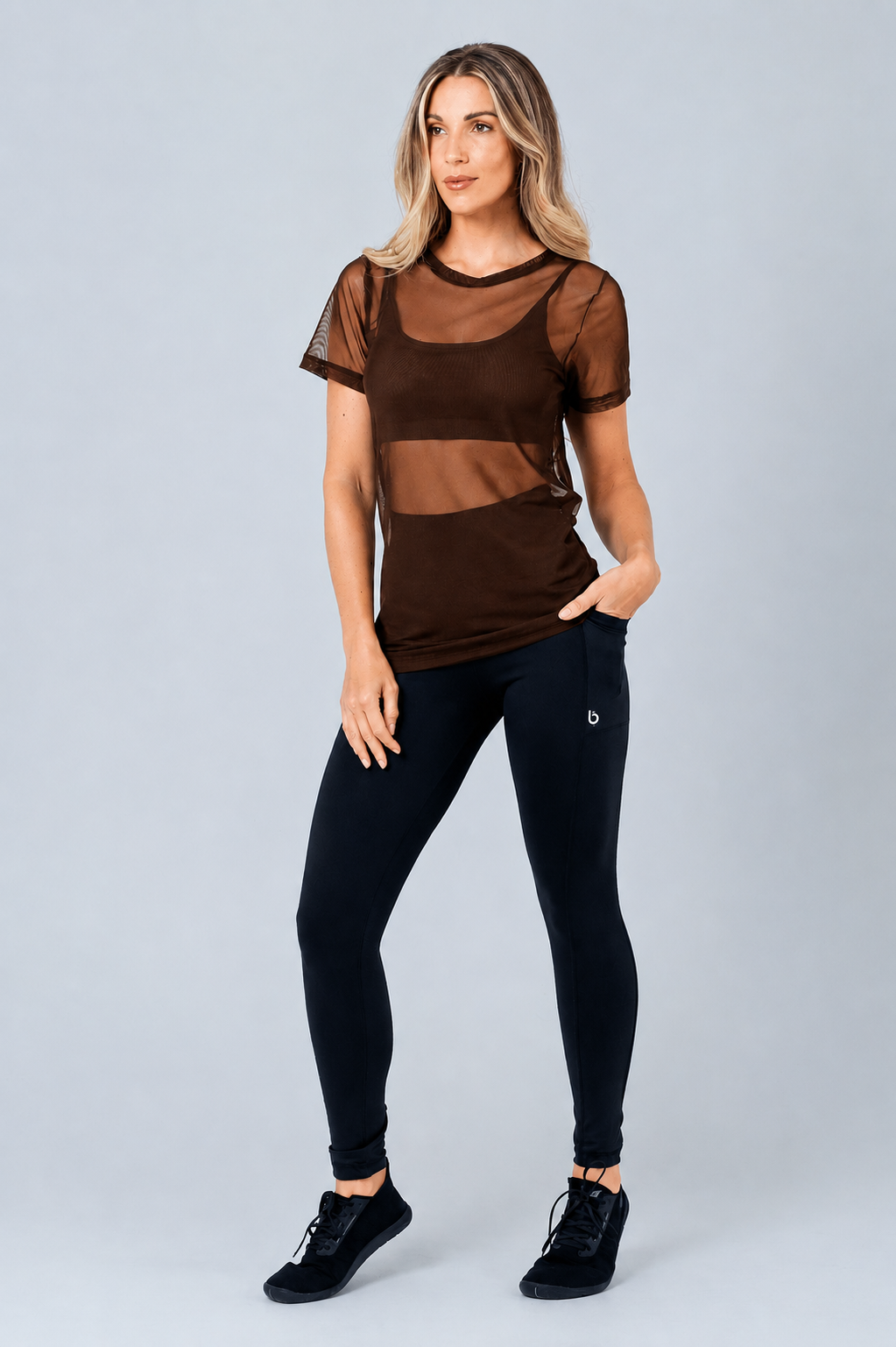 Blusa Tule Básica Bro Marrón