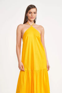 Vestido Suelto Con Lino y Abertura