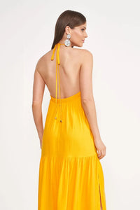 Vestido Suelto Con Lino y Abertura
