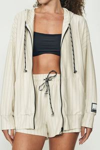 Chaqueta Listrada Con Capucha