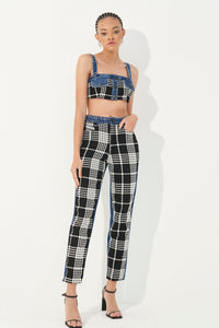 Pantalón Jeans Bruna con Tweed