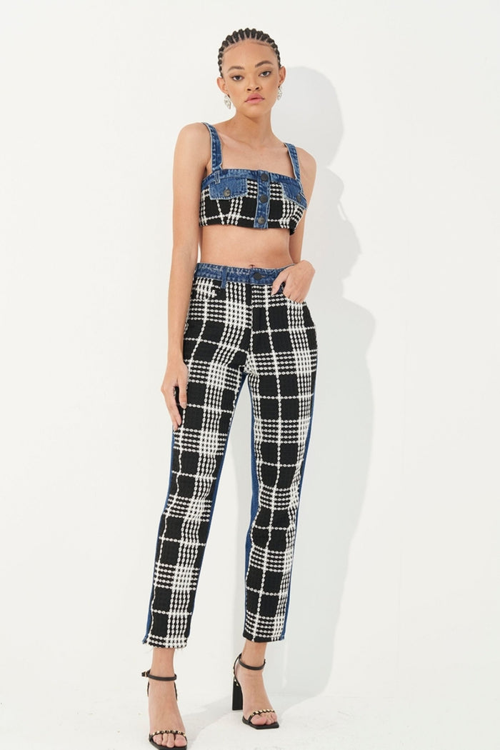 Pantalón Jeans Bruna con Tweed