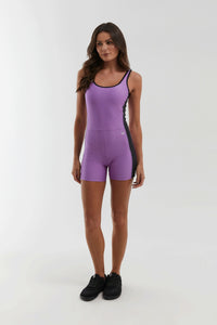Enterito Corto Fitness Nebula Lilas Oscuro / Negro