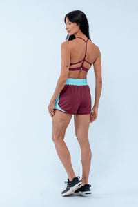 Short Fitness Pulsar Vino Barolo / Azul Agua Marina