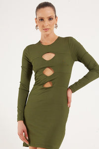 Vestido Canelado con Recortes Sport Style