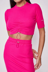 Blusa De Canalé Con Fruncido Ajustable