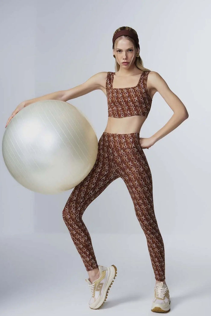 Conjunto Deportivo Top y Calza Legging Jacquard