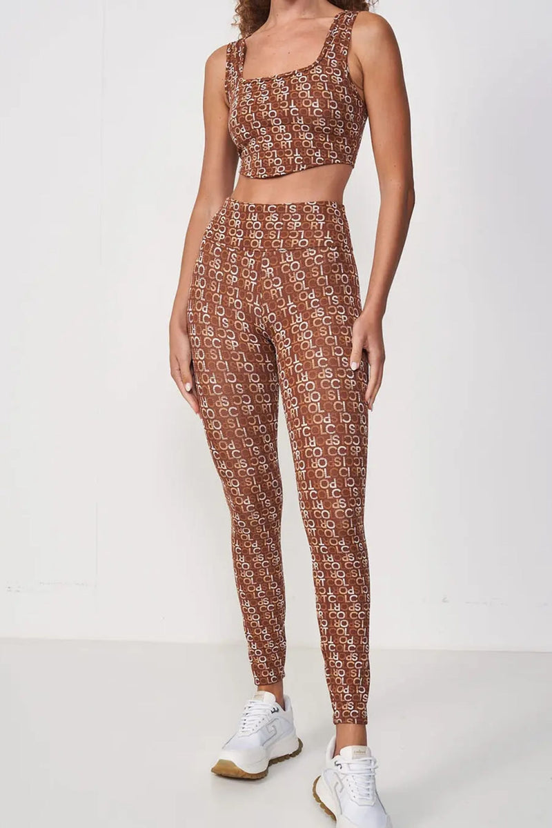 Conjunto Deportivo Top y Calza Legging Jacquard