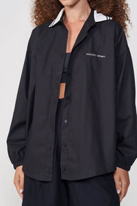 Camisa Femenina Oversized con Cuello Contrastante – Negro – Colcci Sport