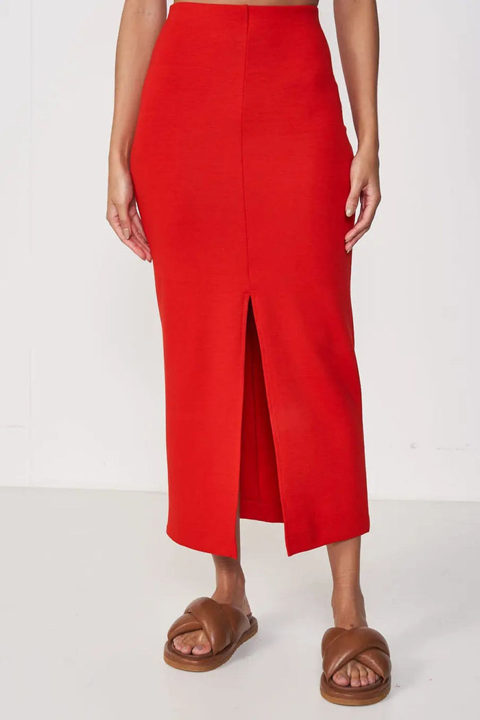Falda Midi con Abertura – Rojo – Colcci