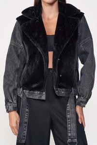 Chaqueta Jeans con Detalle de Ecopiel – Colcci