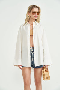 Camisa Feminina Loose de Linho Off White - Colcci Sport