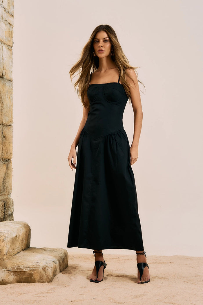Vestido Midi de Sastrería Corset Estruturado