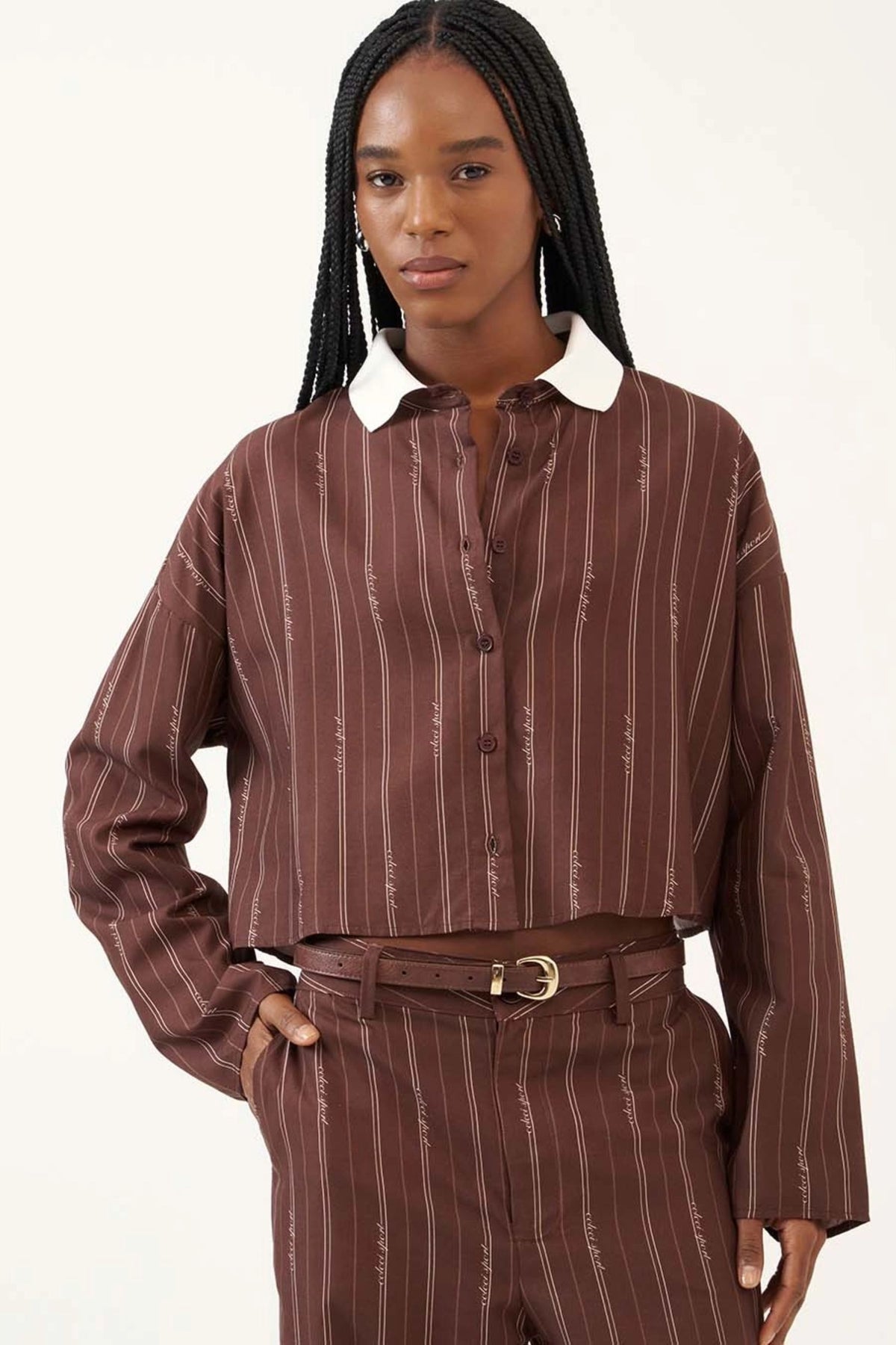 Camisa Corta Rayada Logomanía Colcci Sport