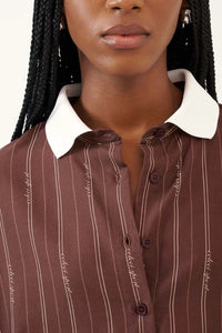 Camisa Corta Rayada Logomanía Colcci Sport